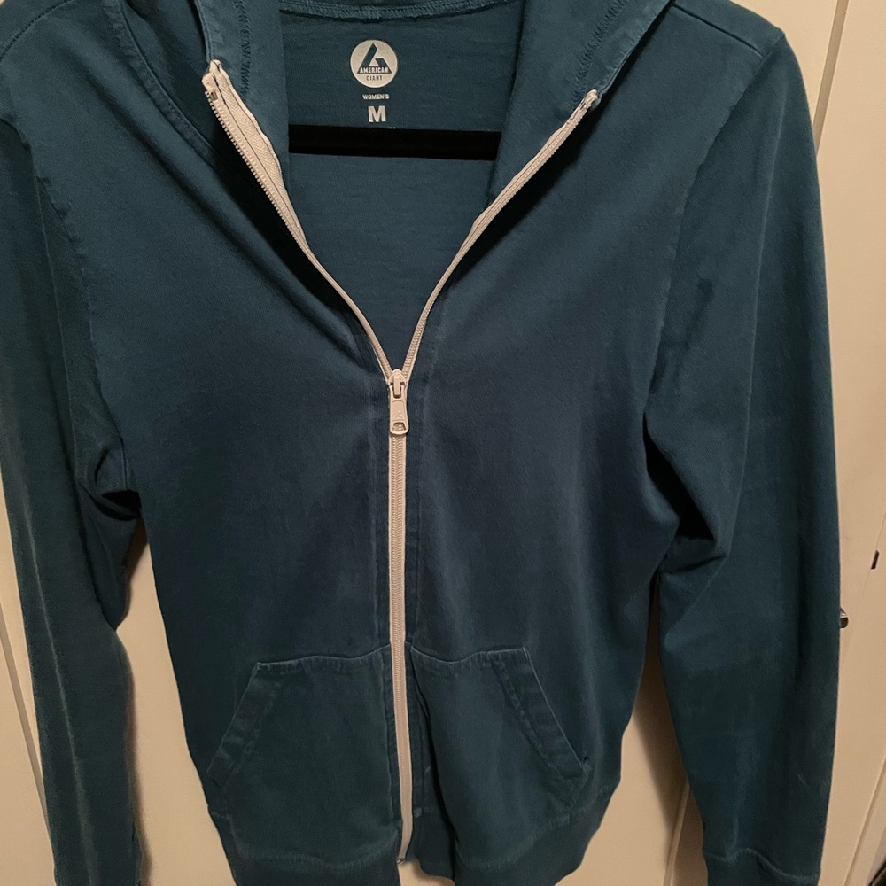 American Giant Teal Zip-Up Hoodie